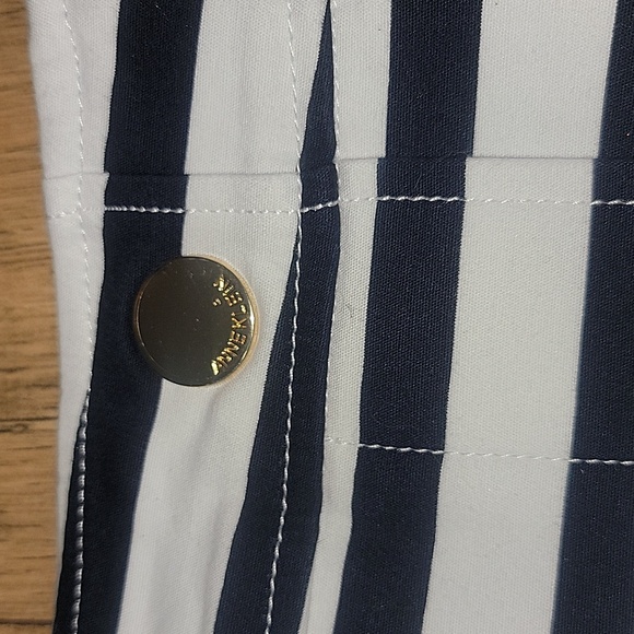 Anne Klein Nautical Navy Blue & White Stripped Skirt with Gold Buttons (L-XL) - Picture 2 of 8